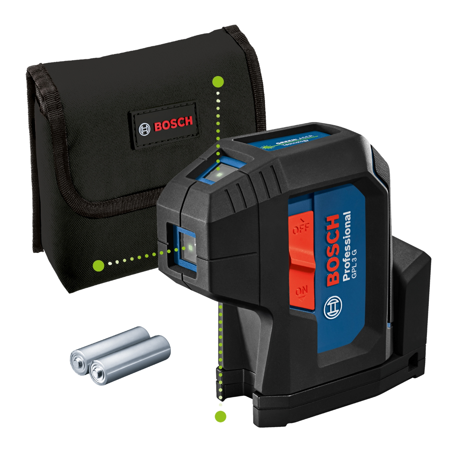 Bosch 0601066N00 - GPL 3 G laser à point, pochette de protection, 2x AA piles-image