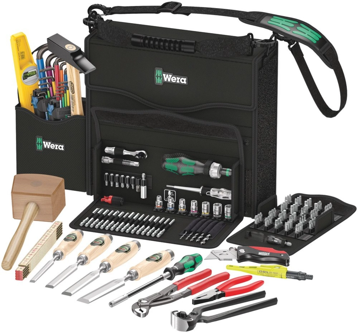 Wera 05134011001 2go H 1 Jeu d'outils pour le travail du bois dans un sac à outils 2go - 134 pièces-image