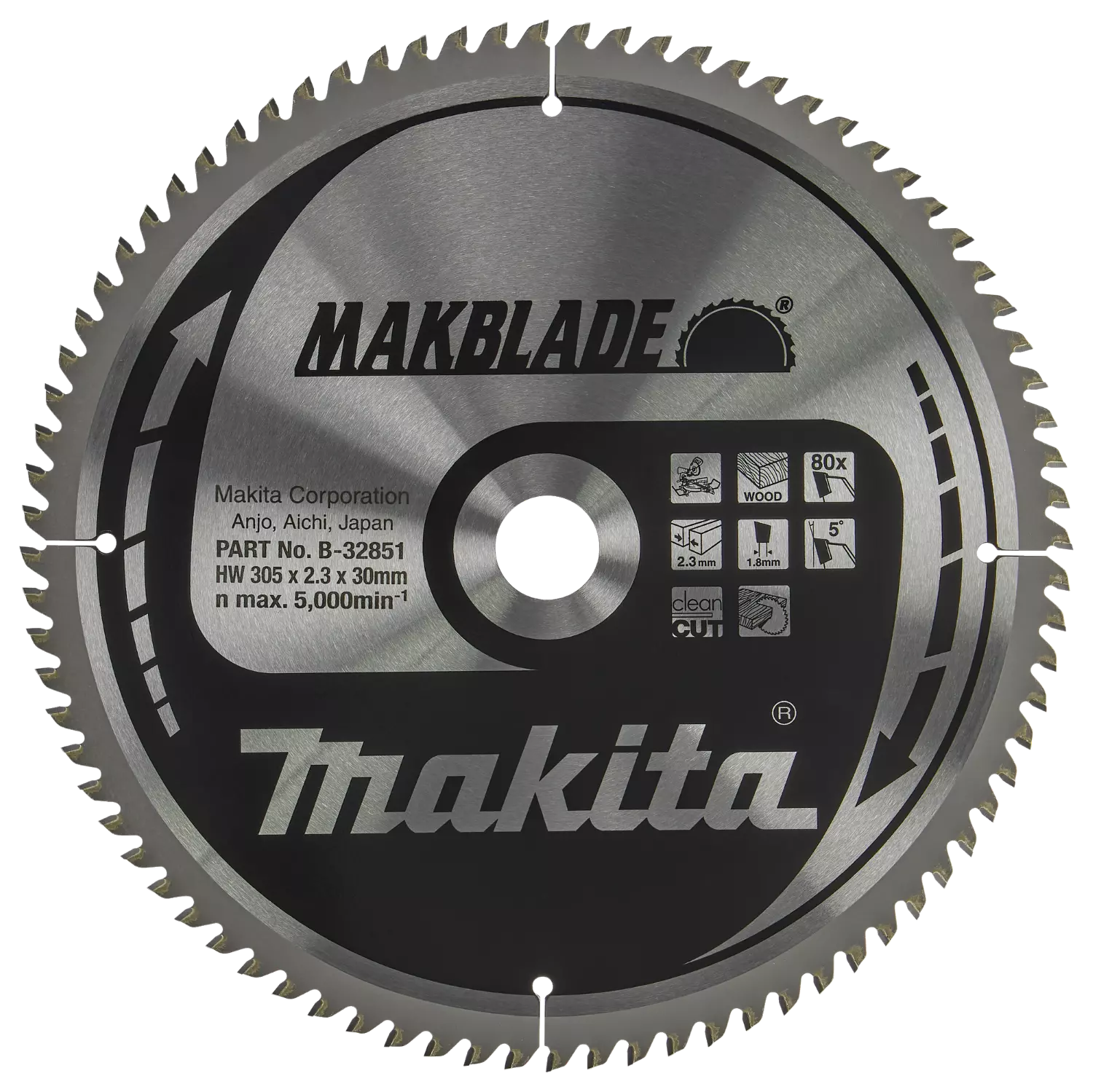 Makita B-32851 Lame de scie circulaire - 305x30x80T - Bois-image