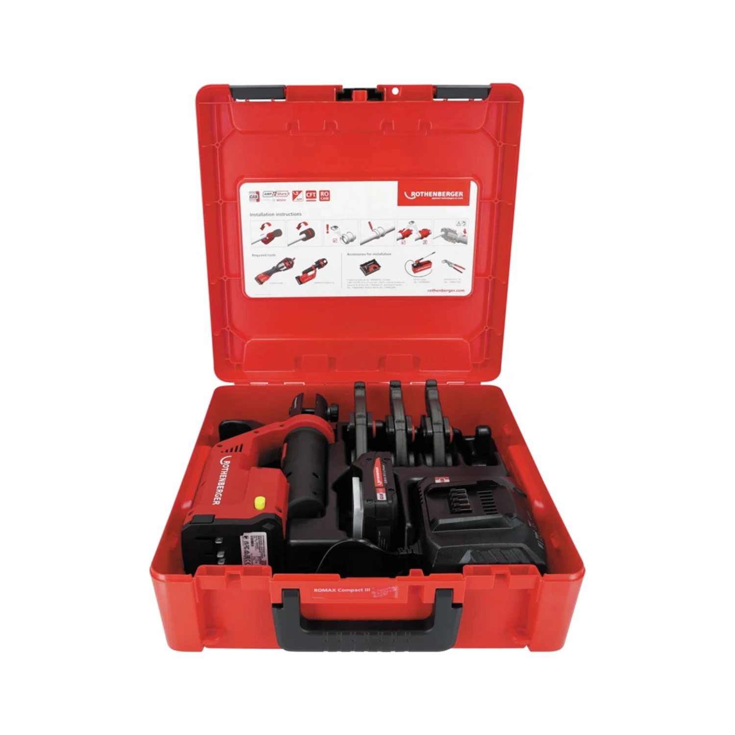 Rothenberger 1000004281 Romax Compact III 18V accu perstang set (1x 4.0Ah accu + lader) incl. U bekken - 16-20-25mm - CAS-image