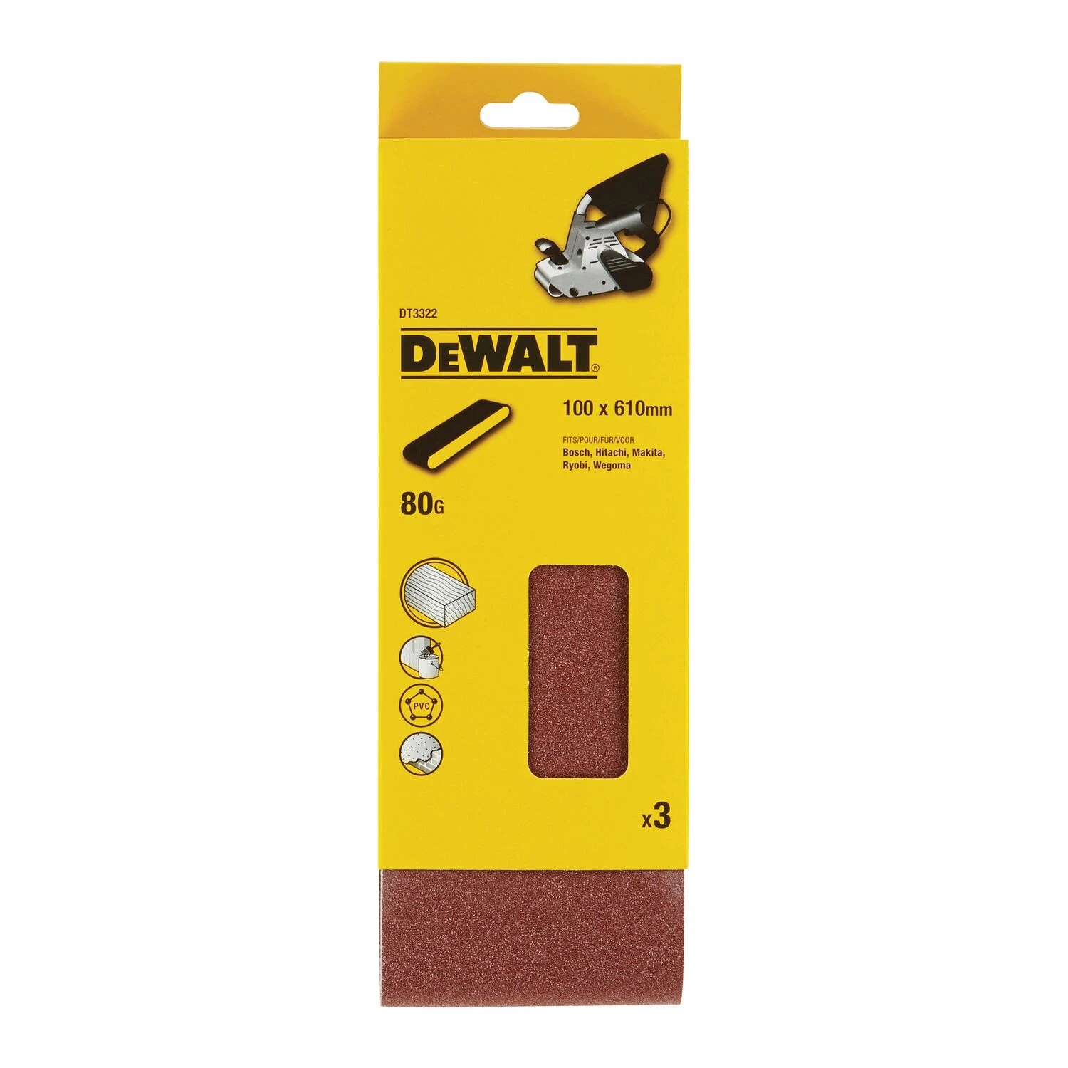 DeWALT DT3322 Schuurband - K80 - 100x610mm - 3st