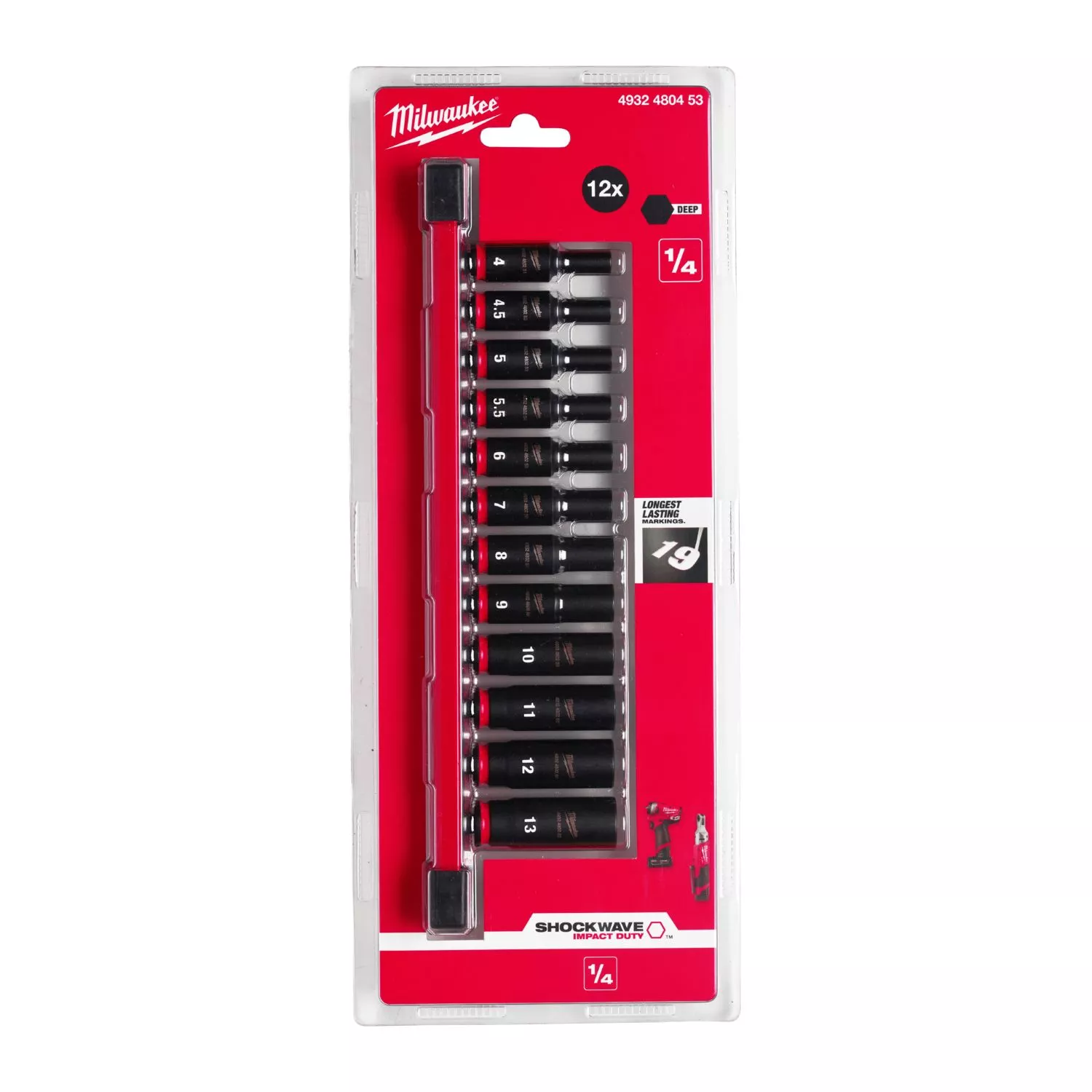 Milwaukee 4932480453 Jeu de 12 douilles Shockwave pour usage intensif - 1/4''-image