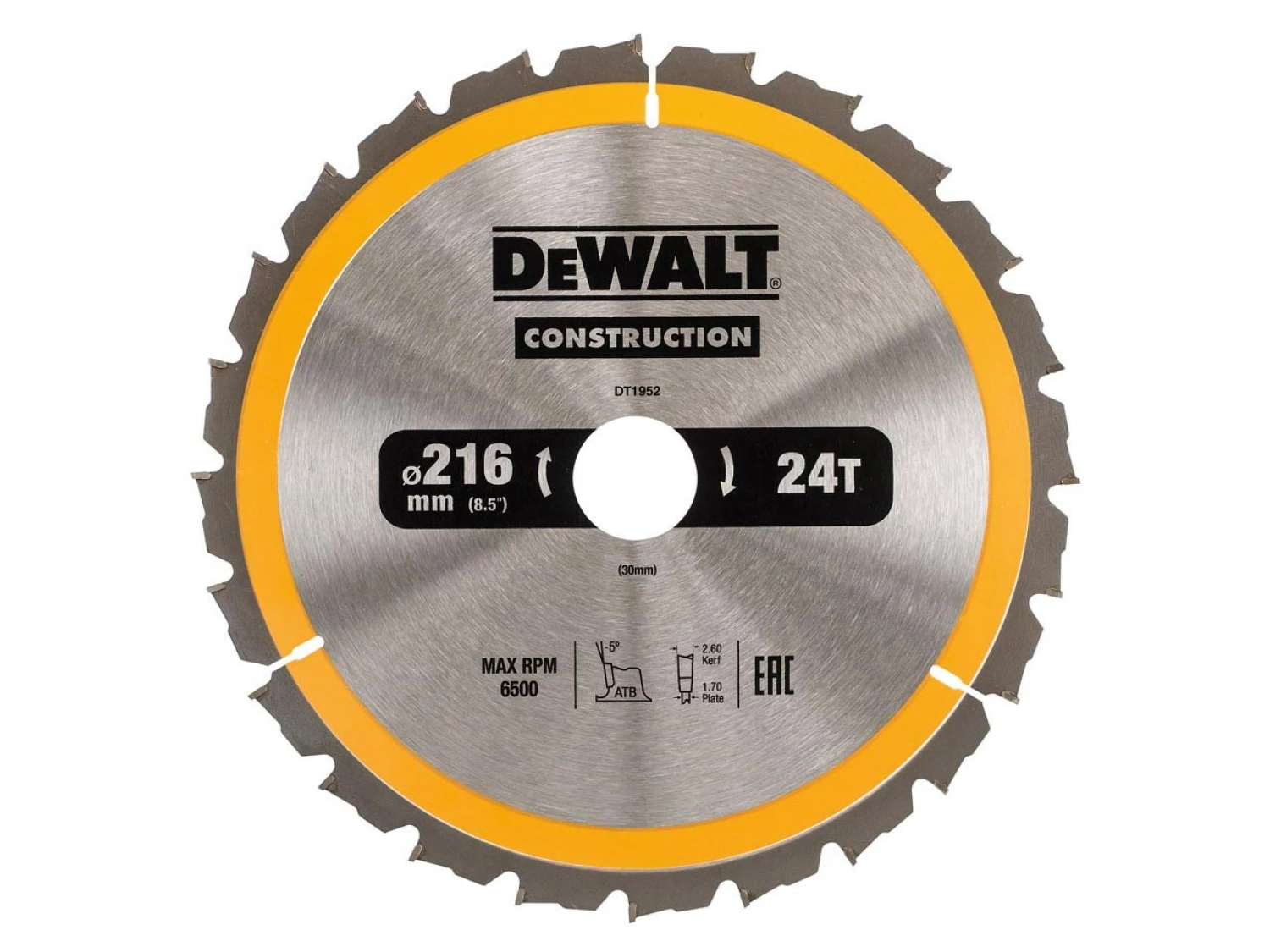 DeWALT DT1952 Cirkelzaagblad - 216 x 30 x 24T - Hout (Met nagels)-image