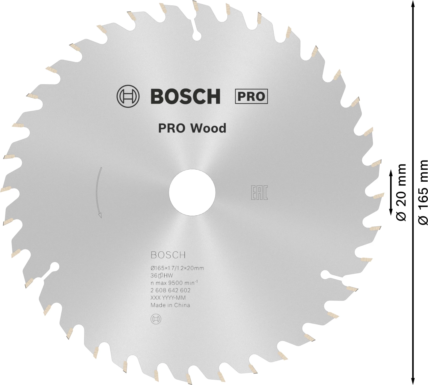 Bosch 2608642602 - Lame de Scie Circulaire Optiline Wood, 165 x 20/16 x 1,7 mm, 36D-image