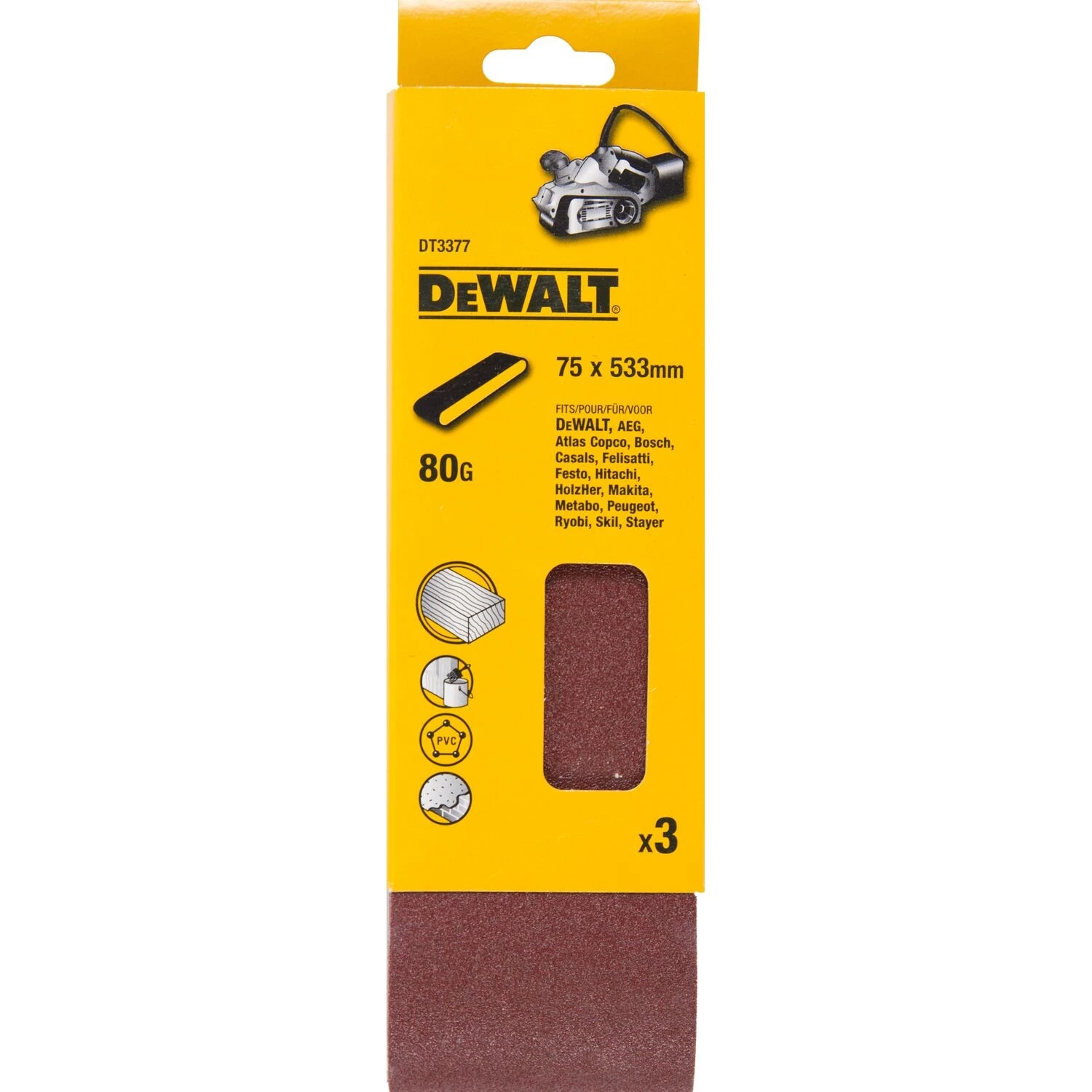 DeWALT DT3377 Schuurband - K80 - 75x533mm - 3st-image