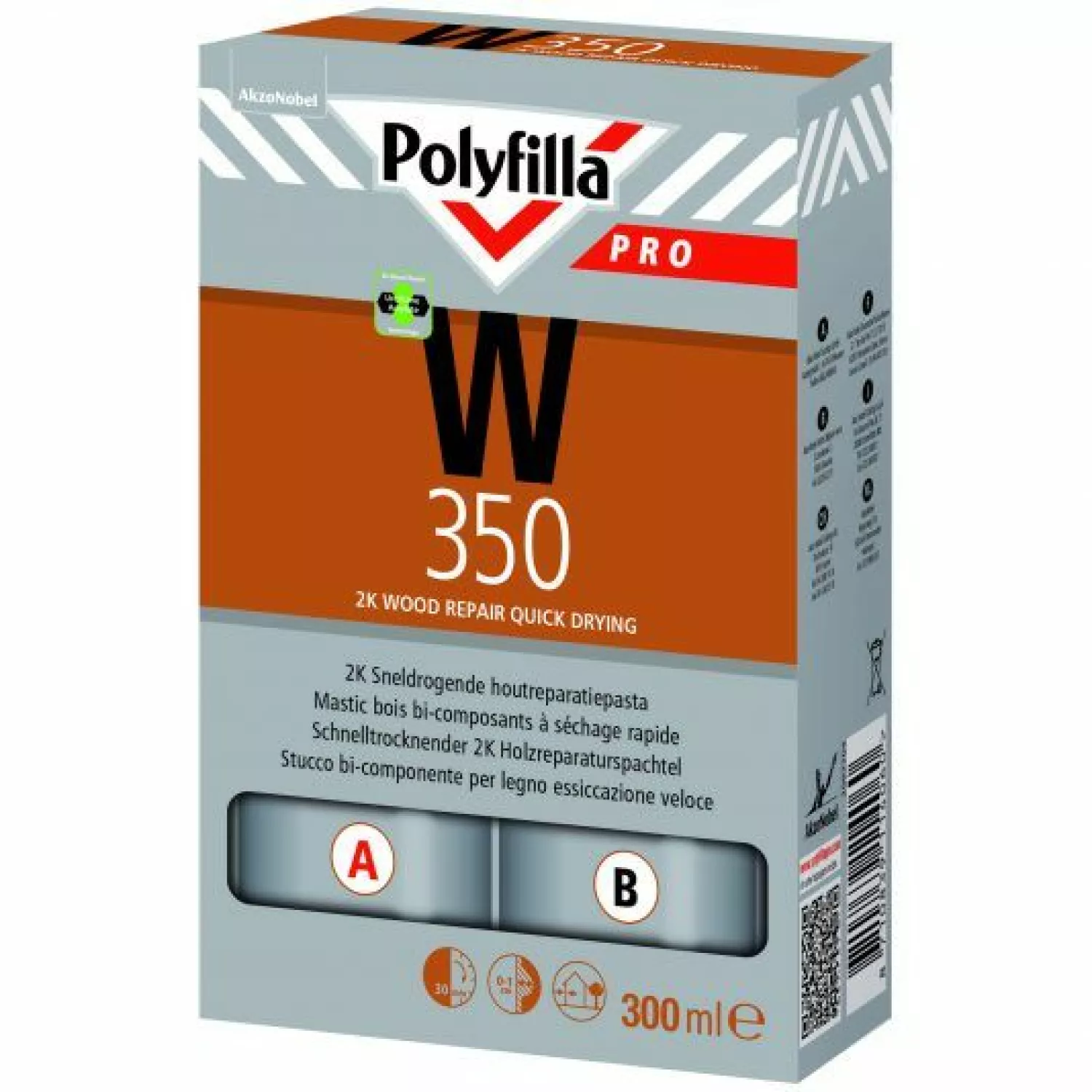 Polyfilla W350 2K Sneldrog. Houtreparatie 600 Ml Set-image