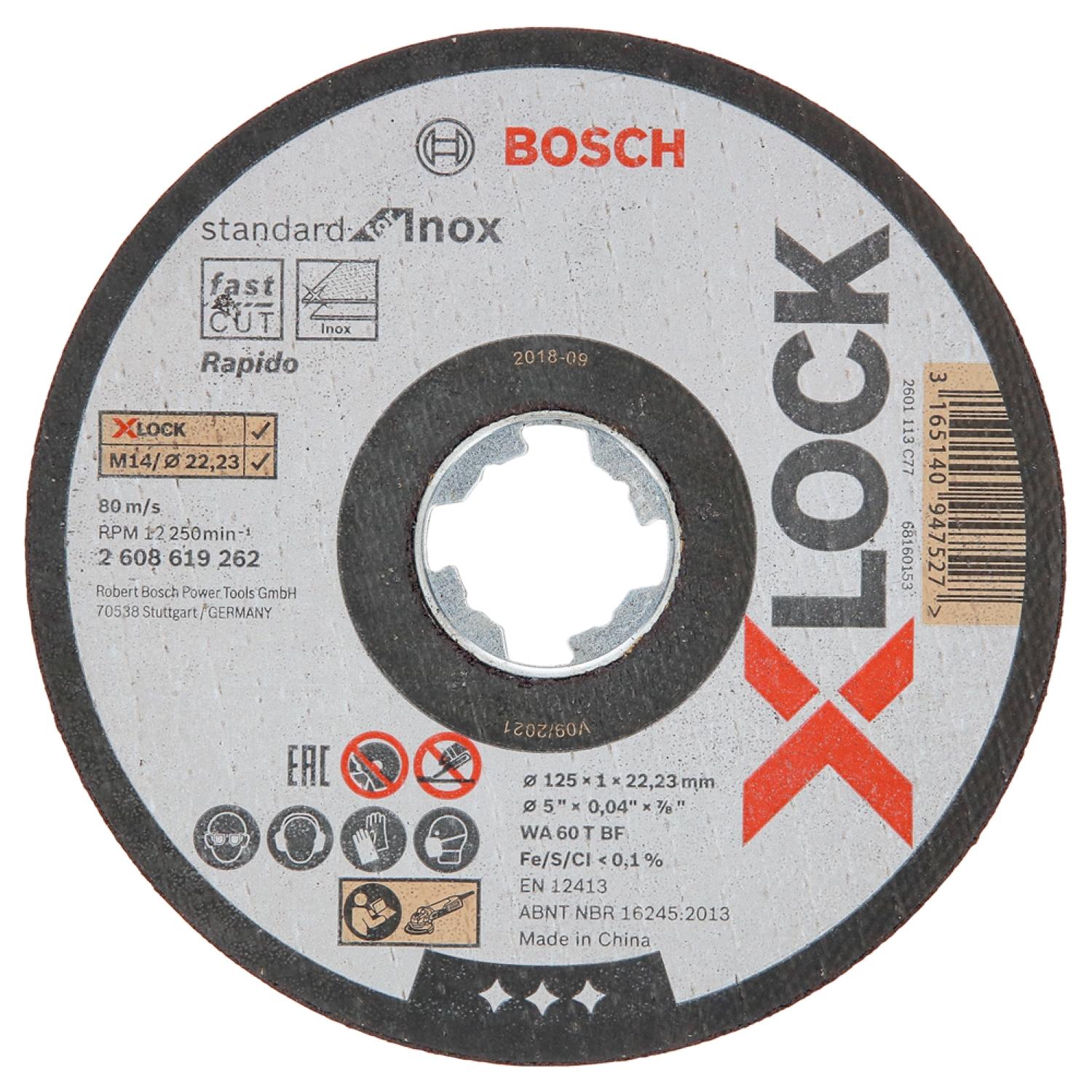 Bosch 2608619262 X-Lock Slijpschijf Standard for Inox - Recht - 125mm-image