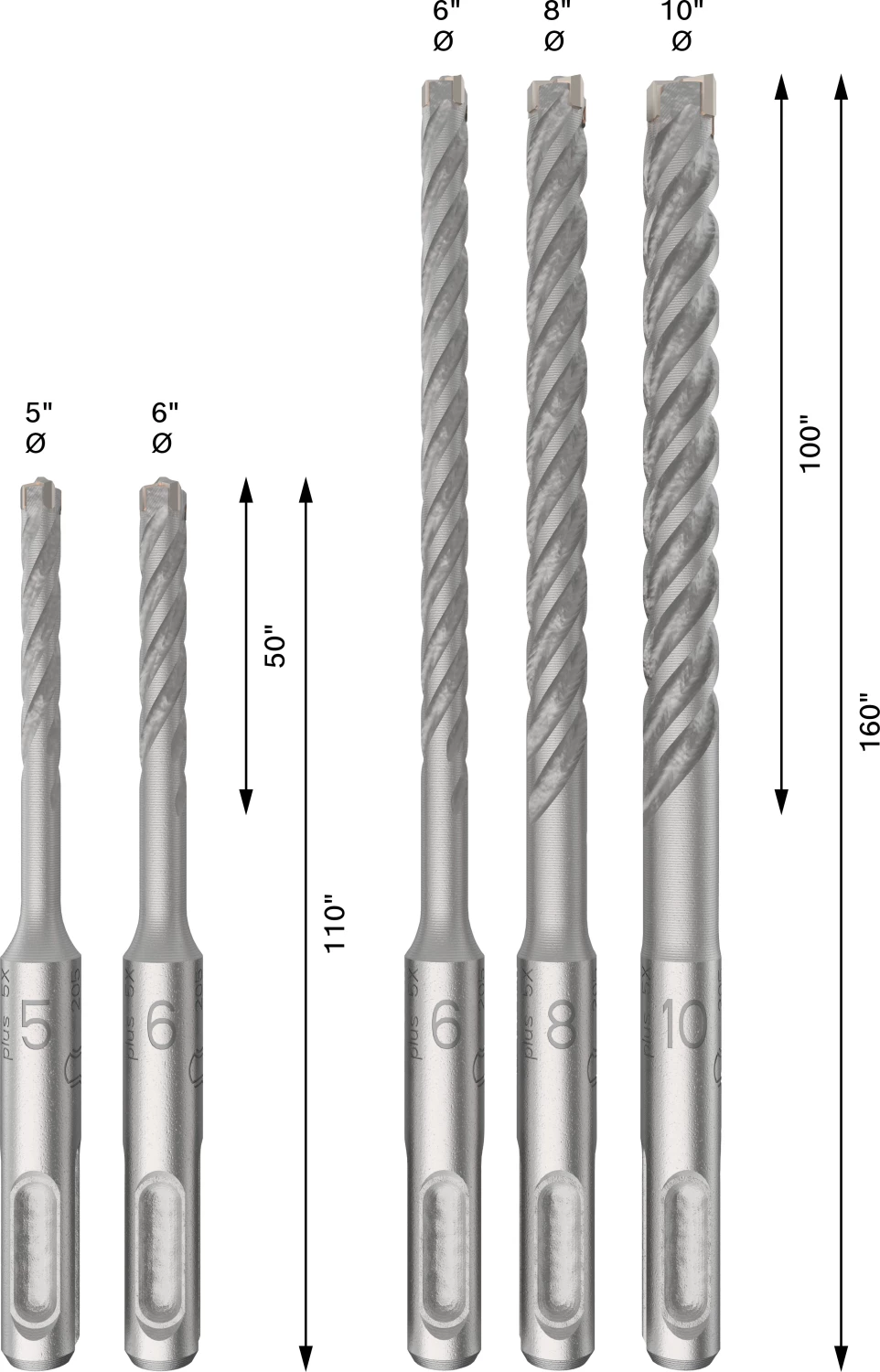 Bosch 2608833910 Jeu de forets SDS plus-5X PRO - 5/6/6/8/10 mm (5 pièces)-image