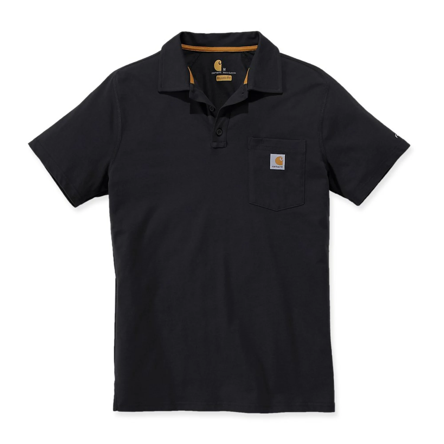 Carhartt 103569 Force Cotton Delmont Pocket Polo - Relaxed Fit - Black - M