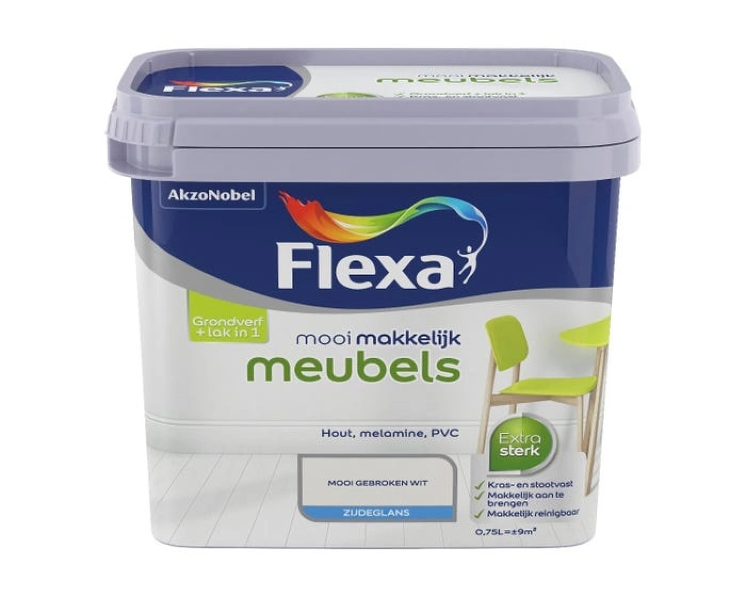 Flexa Mooi Makkelijk Meubels Zijdeglans - gebroken wit - 0,75L-image