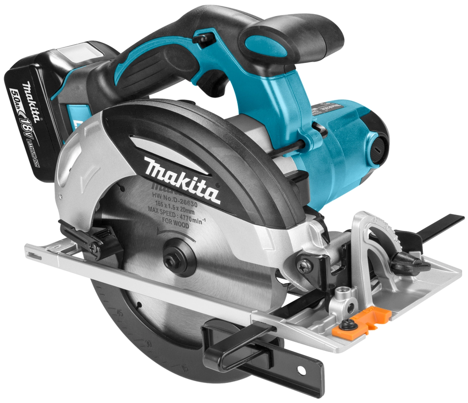 Makita DHS630RTJ Scie circulaire à batteries 18V Li-Ion set (2x batterie 5,0Ah) dans MAKPAC - 165mm-image