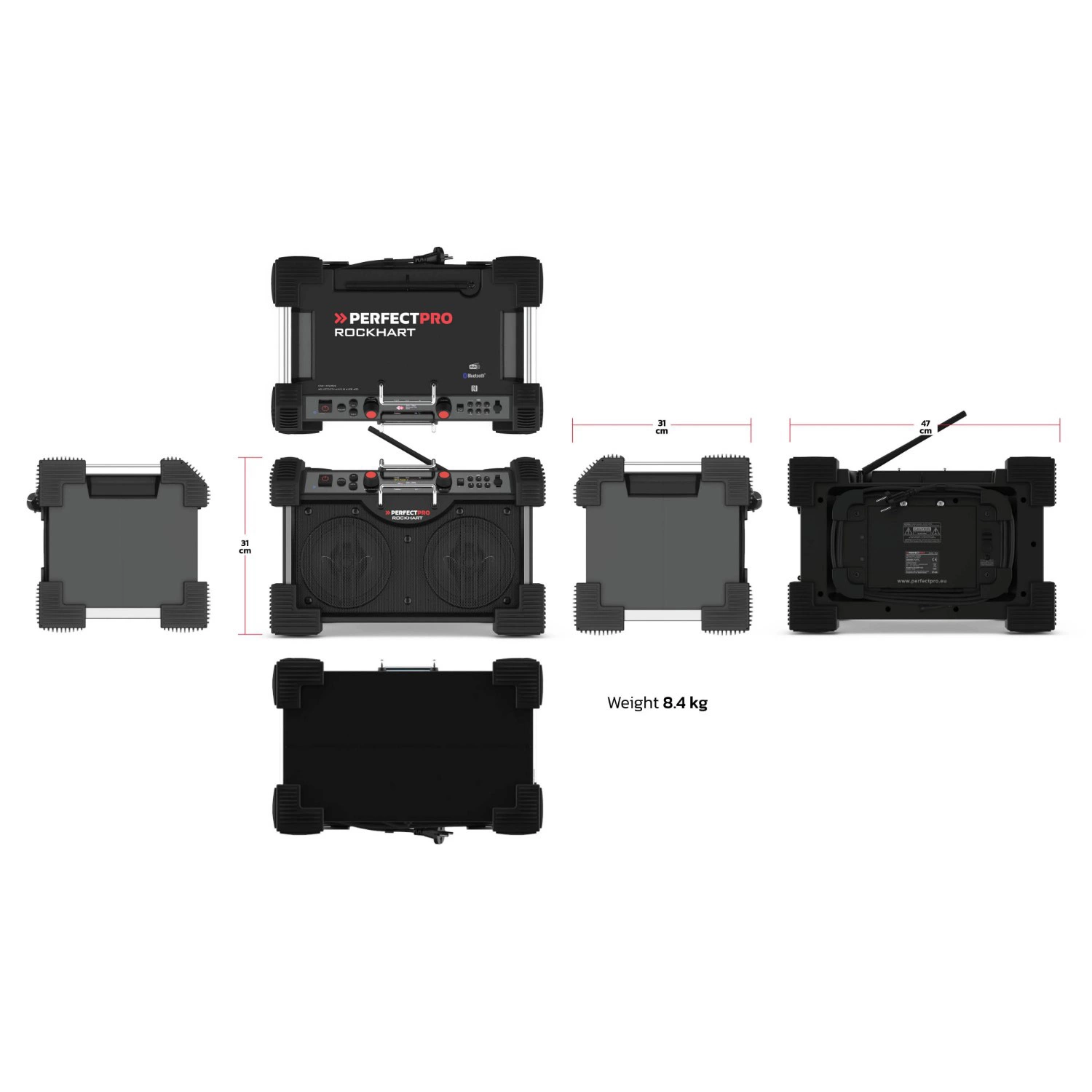 PerfectPro ROCKHART RH4 Bouwradio - FM RDS / DAB+ - AUX-in - bluetooth - oplaadbaar (ingebouwde lithium accu)-image