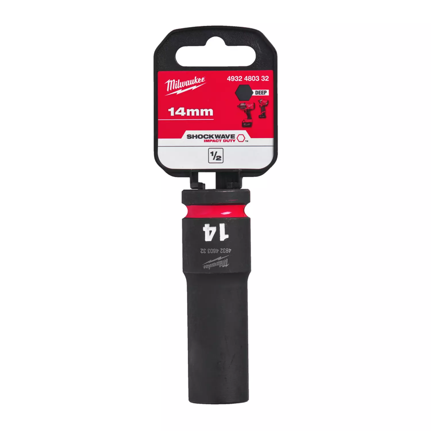 Milwaukee 4932480332 SHOCKWAVE lange krachtdop - 14 mm - 1/2"-image