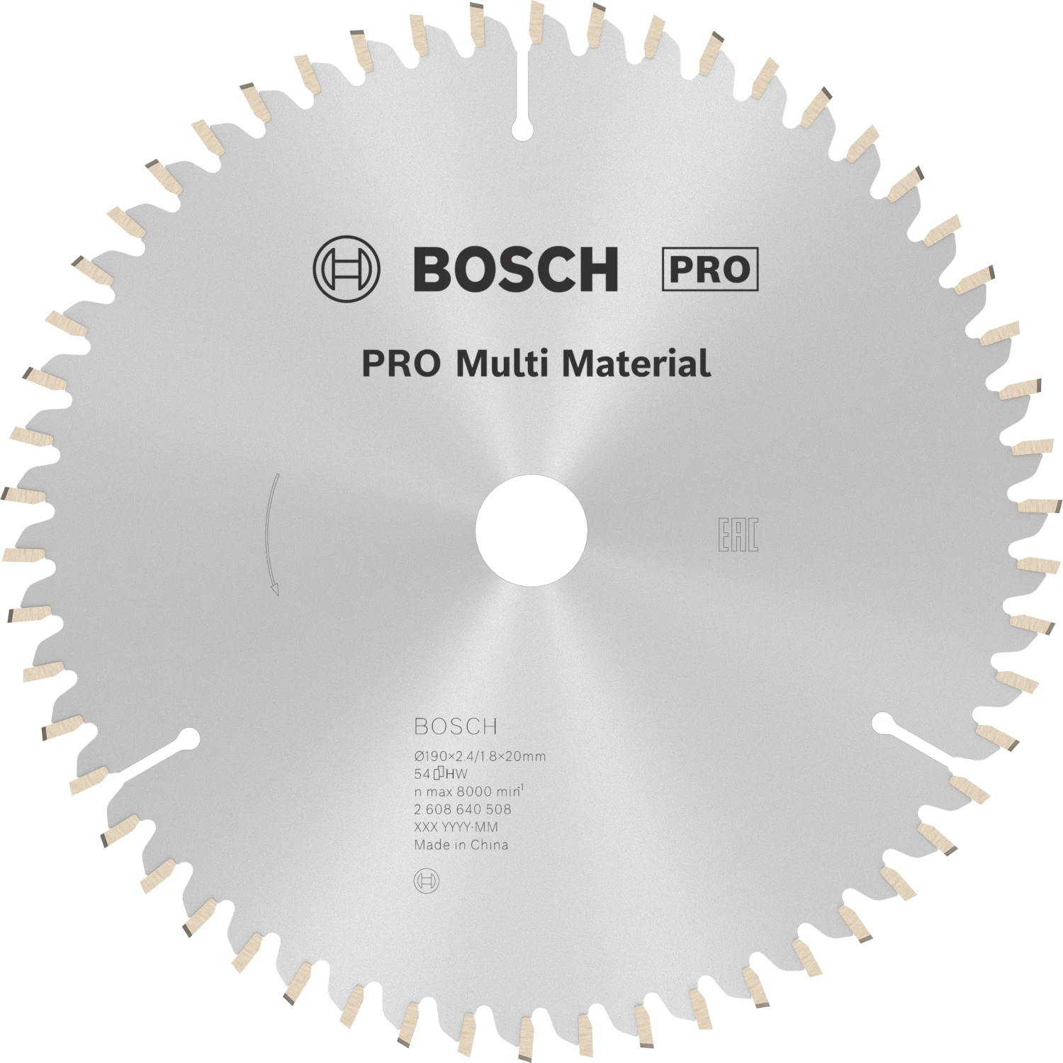 Bosch 2608640508 - Lame de Scie Circulaire Multi Material, 190 x 20/16 x 2,4 mm, 54D