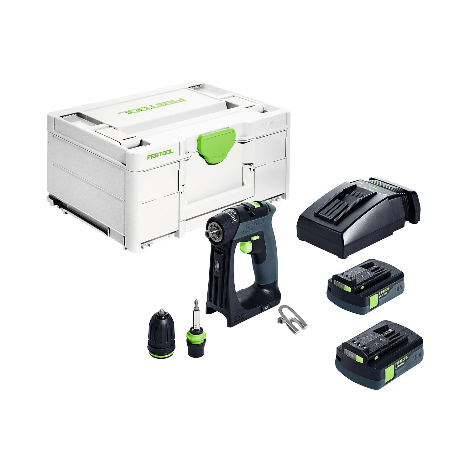 Festool CXS 18 C 3,0-Plus 18V Li-Ion accu schroefboormachine set (2x 3,0Ah) in systainer - 40Nm