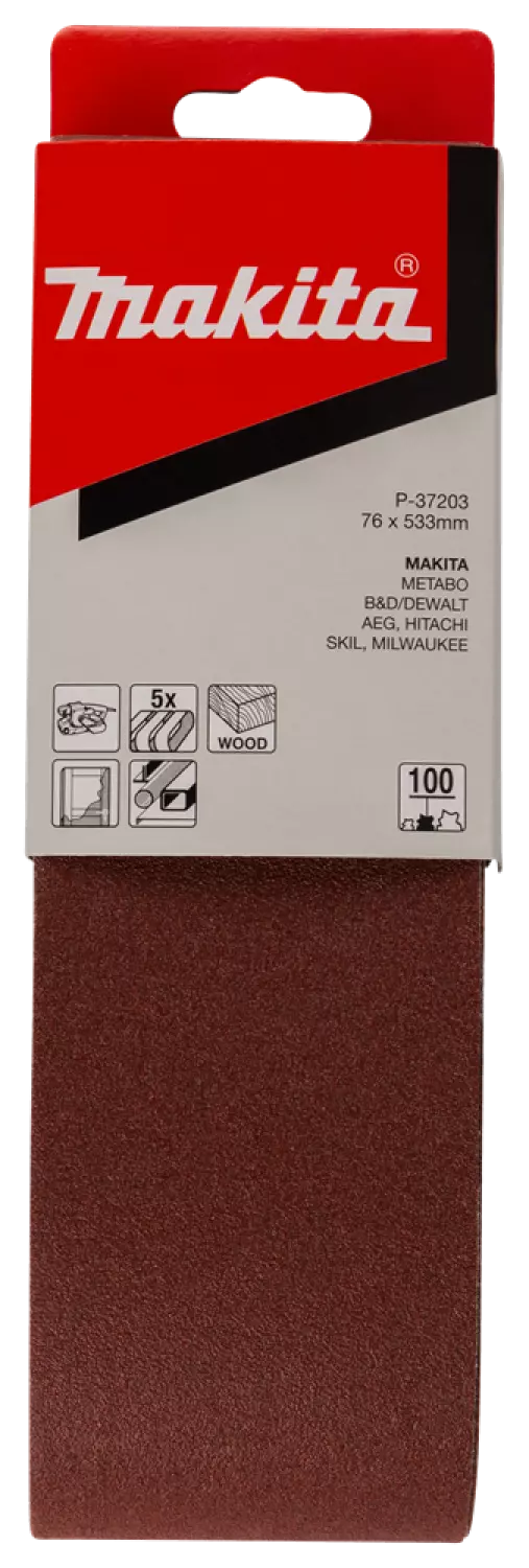 Makita P-37203 Schuurband Red - K100 - 76 x 533mm (5st)-image