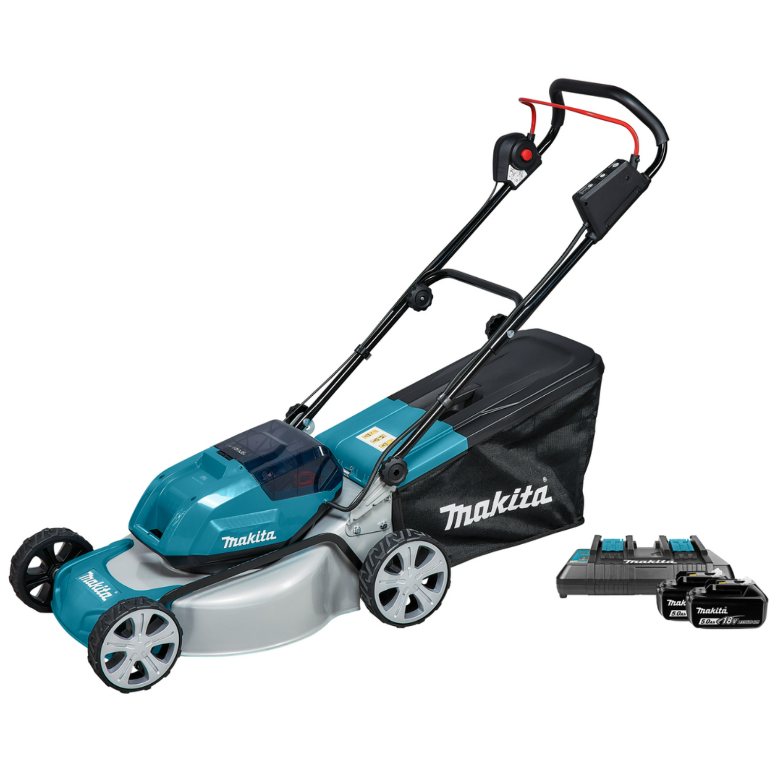 Makita DLM463PT2 (2X18V) Li-Ion Accu Grasmaaier set (2 x 5,0Ah) - 46cm - 60L - 1600 m²-image