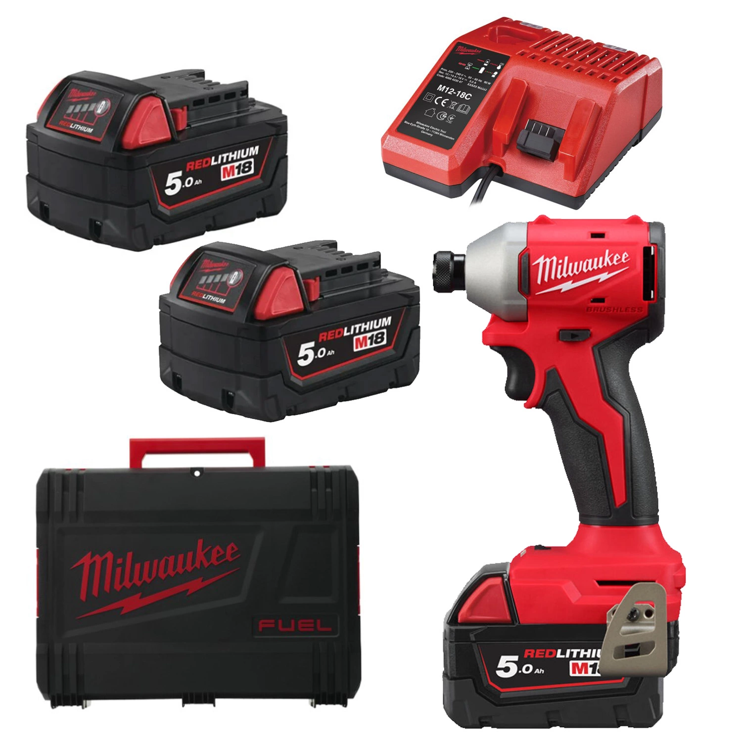 Milwaukee M18 BLIDR-502X Slagschroevendraaier (2x 5.0Ah accu) - koolborstelloos - in HDBox-image