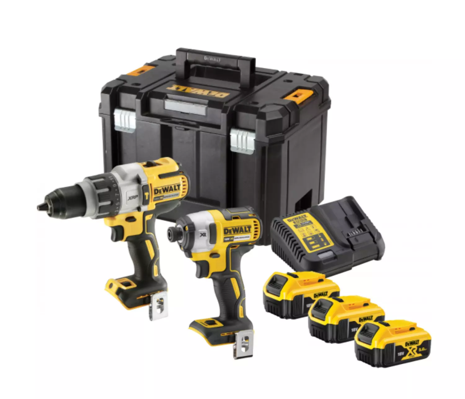 DeWALT DCK276P3T-QW 18V Li-ion XR accu klopboormachine (DCD996) & accu slagschroevendraaier (DCF887) combiset (3x 5.0Ah) in TSTAK - koolborstelloos-image