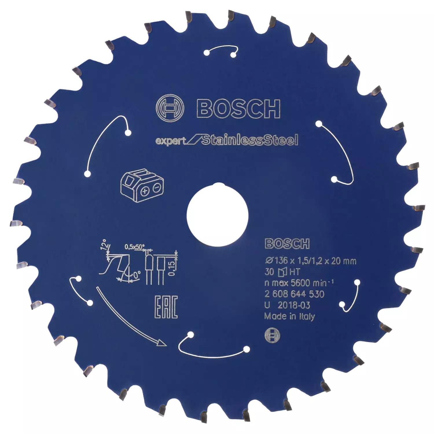 Bosch 2608644530 - Lame pour scie circulaire ACCU Expert for Stainless Steel 136x20x1.5/1.2x30T-image