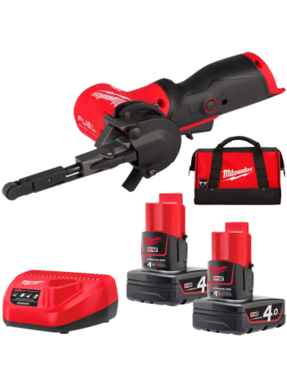 Milwaukee M12 FBFL13-402B FUEL™ bandvijl (2x 4.0 Ah accu) in transporttas - 13mm - 12V-image