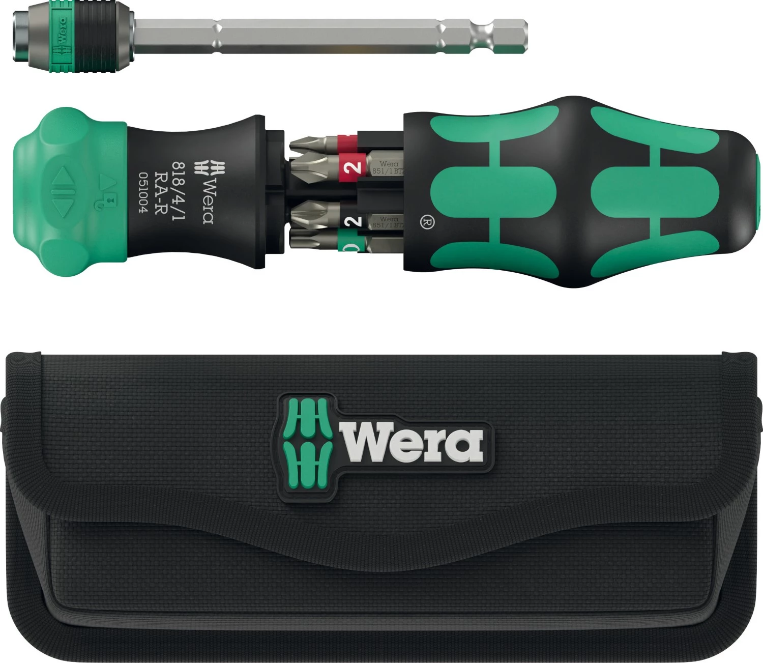Wera 05051514001 Kraftform Kompakt 20 RA-R Tournevis à embouts dans un étui - 6 en 1 multi-embouts - avec fonction cliquet-image