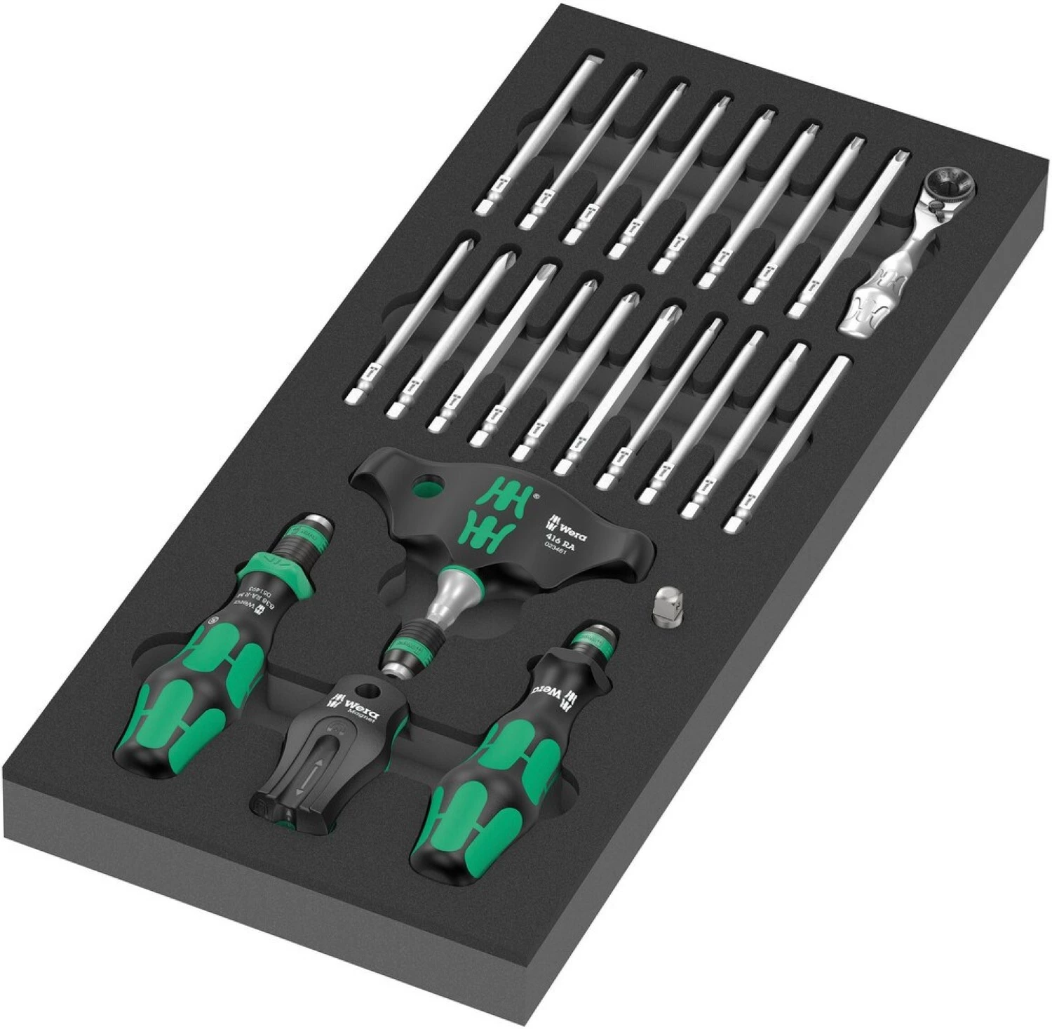 Wera 05150152001 24 pièces 9752 Kraftform Kompakt Jeu de clés à cliquet et douilles dans un insert en mousse - 1/4"-image