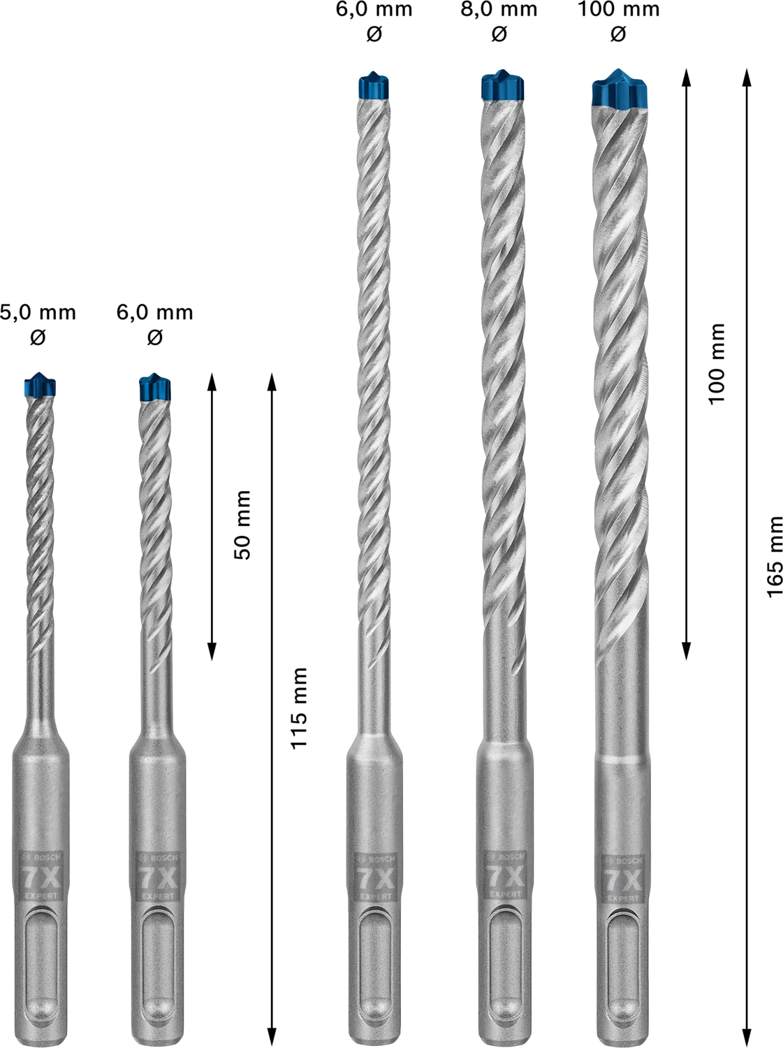 Bosch 2608900197 EXPERT 5-delige SDS-Plus borenset-7X - 5/6/6/8/10mm-image