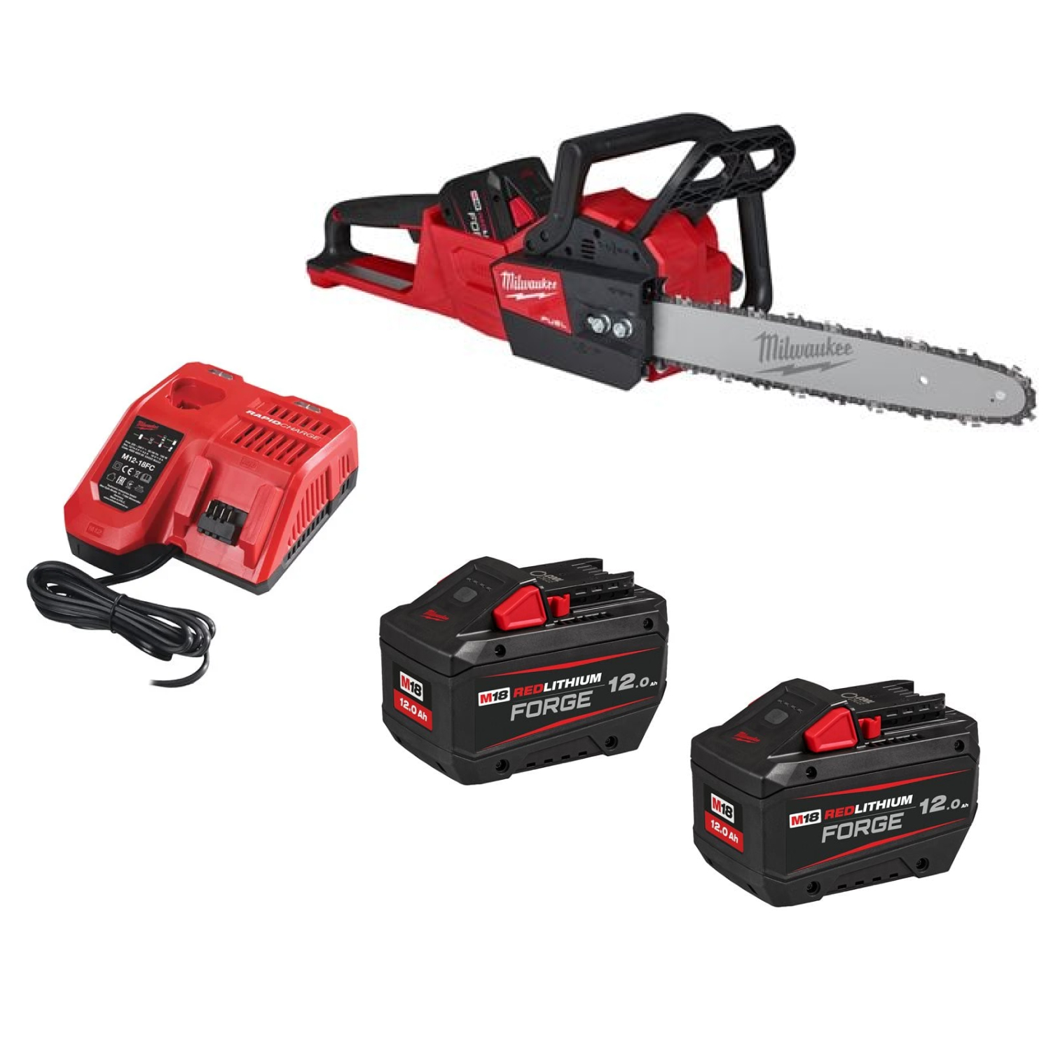 Milwaukee M18 FCHS-122 18V Li-Ion accu kettingzaag set (2x 12.0Ah accu) - 40cm-image