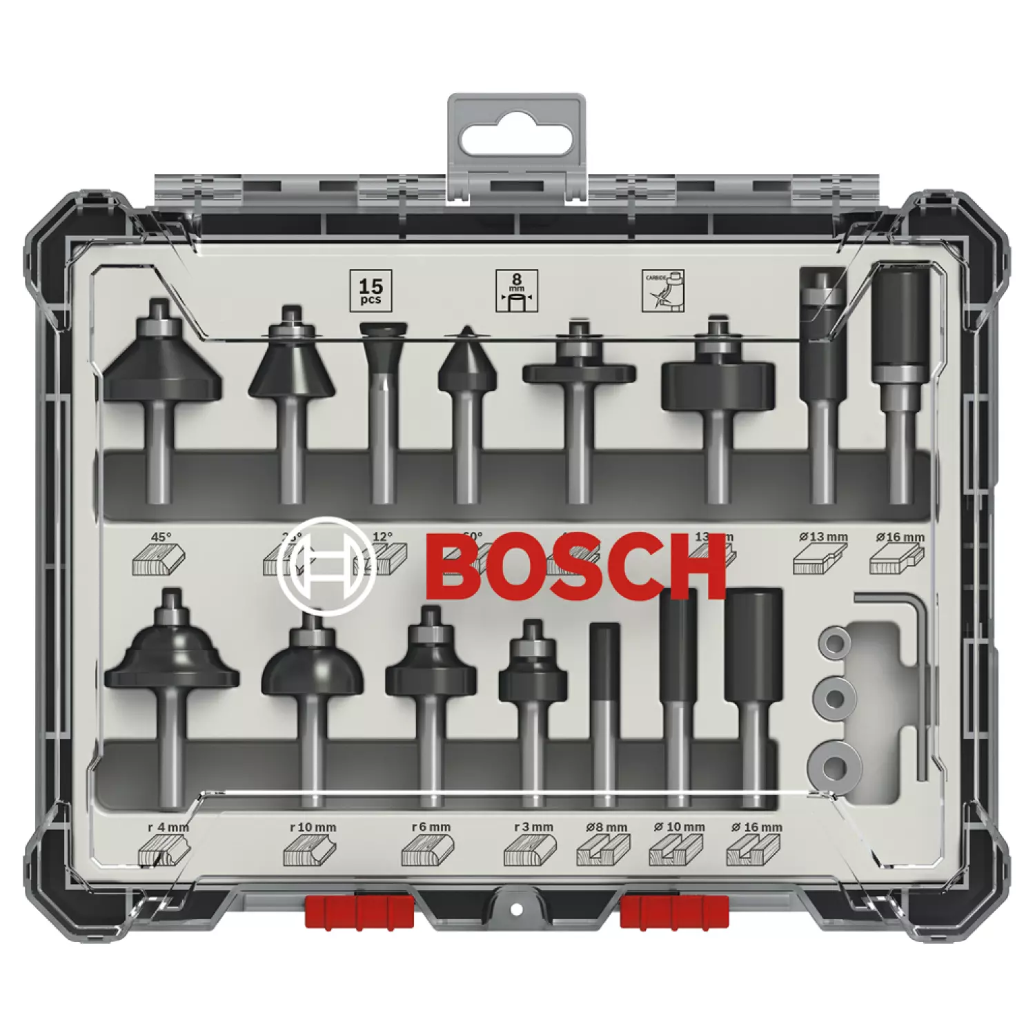 Bosch 2607017472 15-delige Frezenset in cassette - 8mm-image