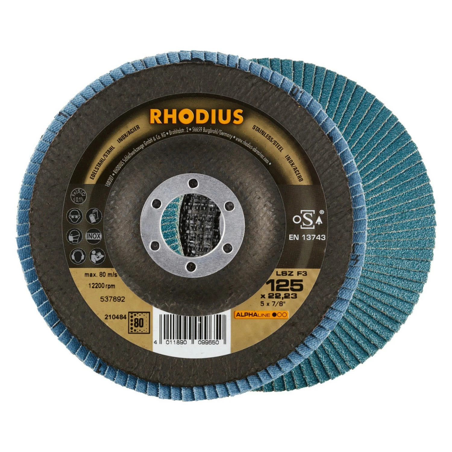 Rhodius 210483 LSZ F3 K60 ALPHALINE l Disque à lamelles 125 x 22,23mm (10 pièces) K60-image