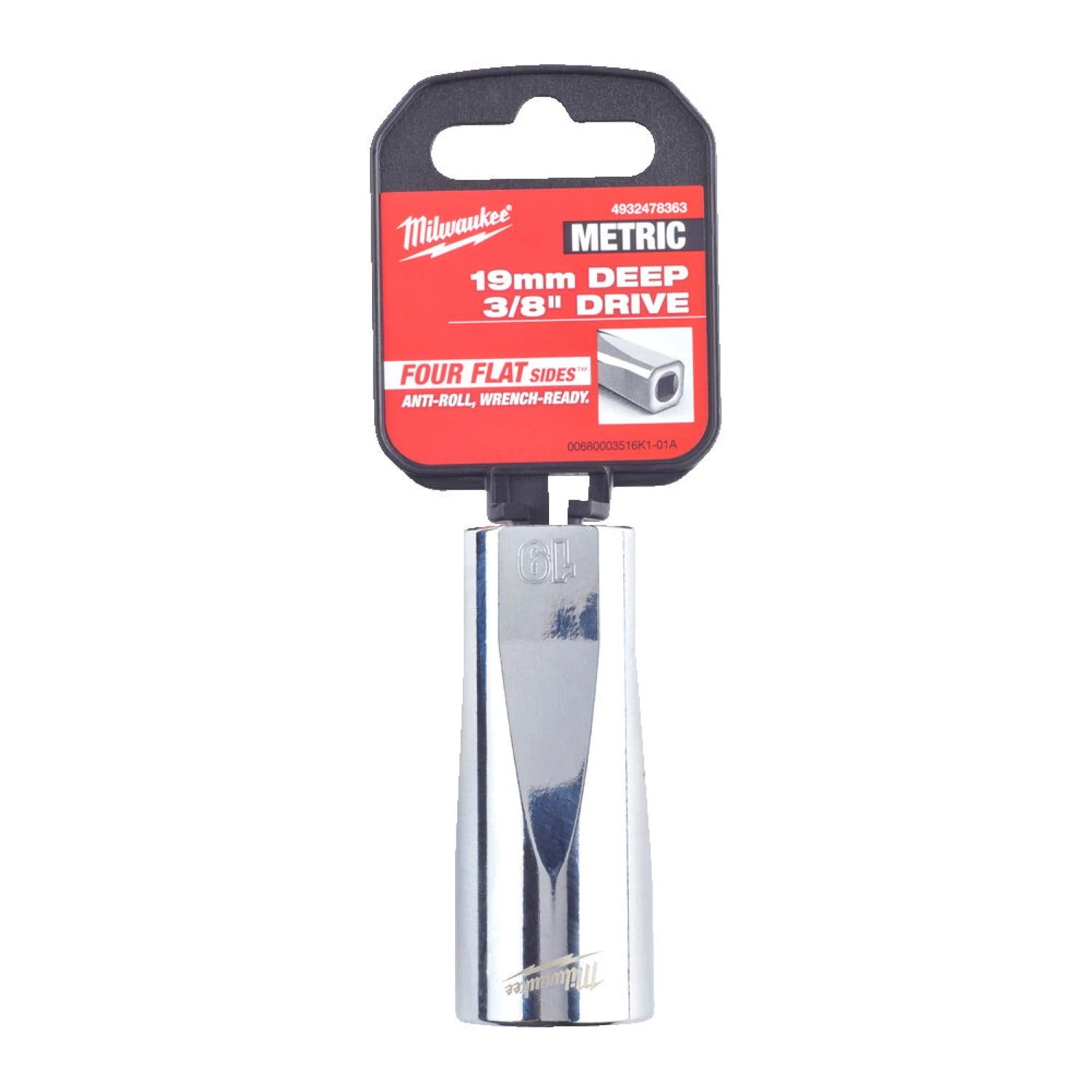 Milwaukee 4932478363 Dop - 3/8" FOUR FLAT lang - 19mm-image
