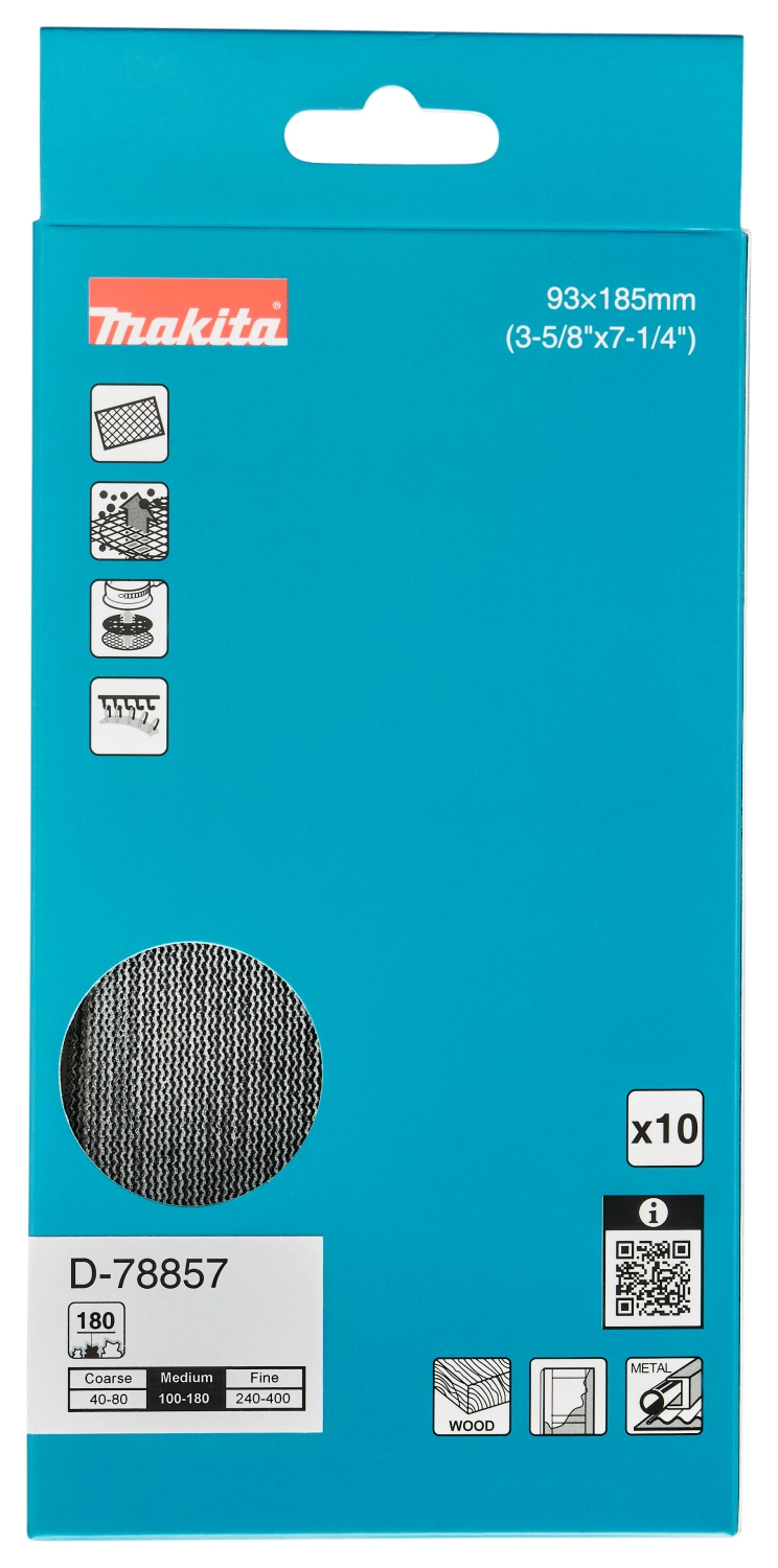 Makita D-78857 Toiles abrasives 93x185mm - K180 (10 pièces)-image