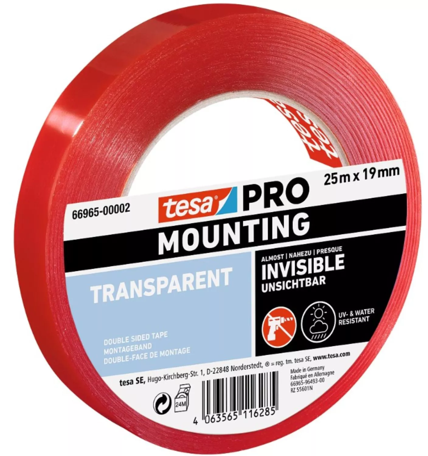 Tesa 66965 Professional Dubbelzijdige tape - 19 mm x 25 m - transparant-image