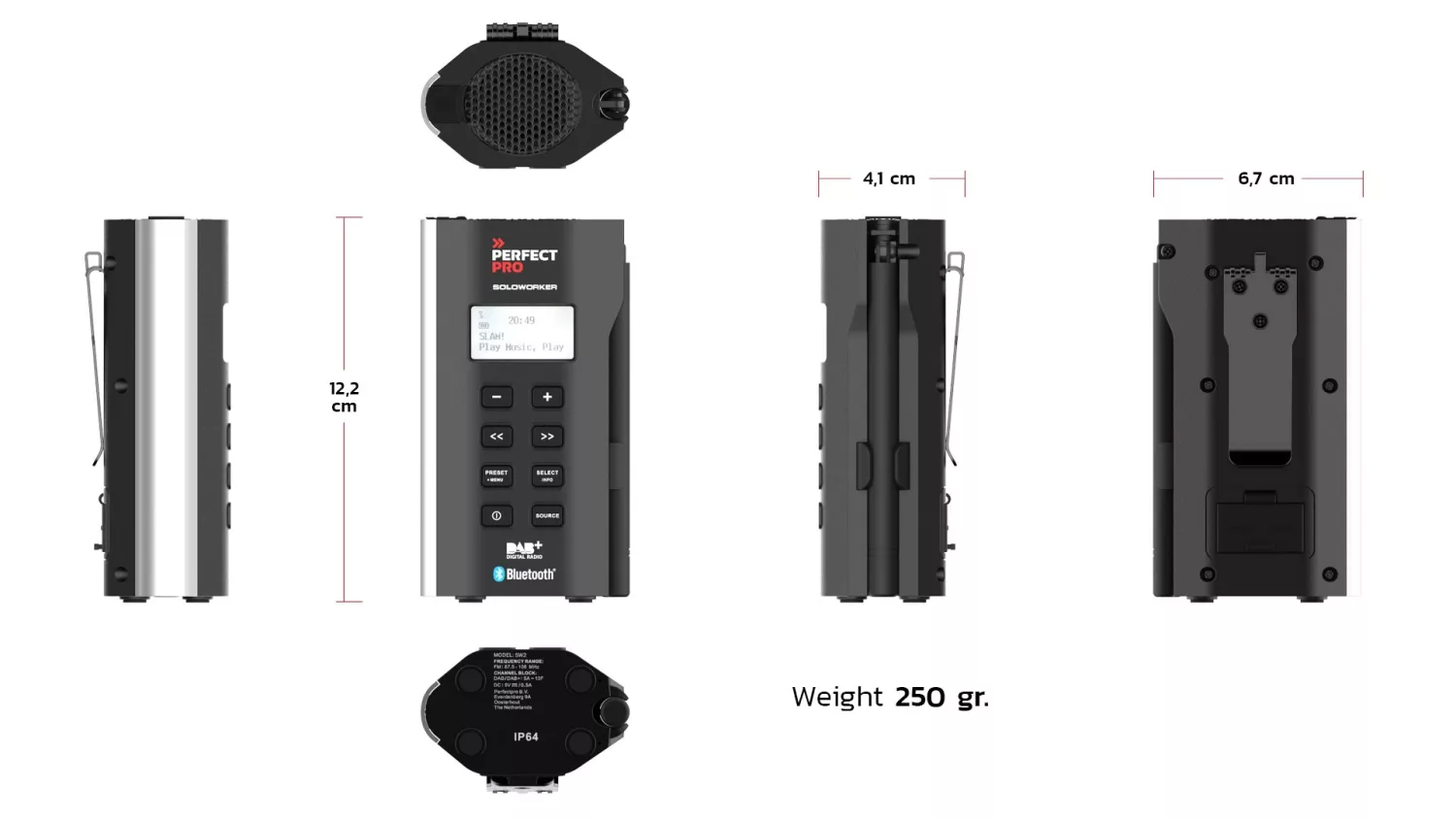 PerfectPro SOLOWORKER SWBT2 - Radio de chantier Li-Ion - DAB+ BT - FM RDS - DAB+ - bluetooth - aux-in - sur secteur et batterie-image