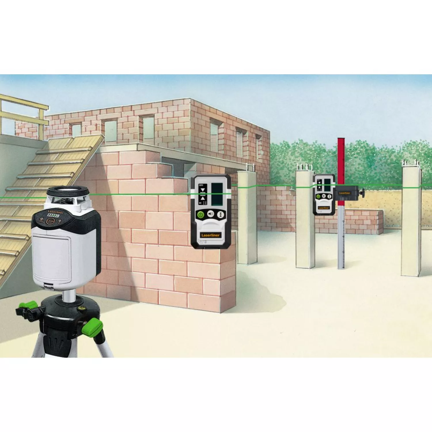 Laserliner SmartLine - Laser Set 360 avec trépied et récepteur en sac - vert - 30m - 2 lignes-image