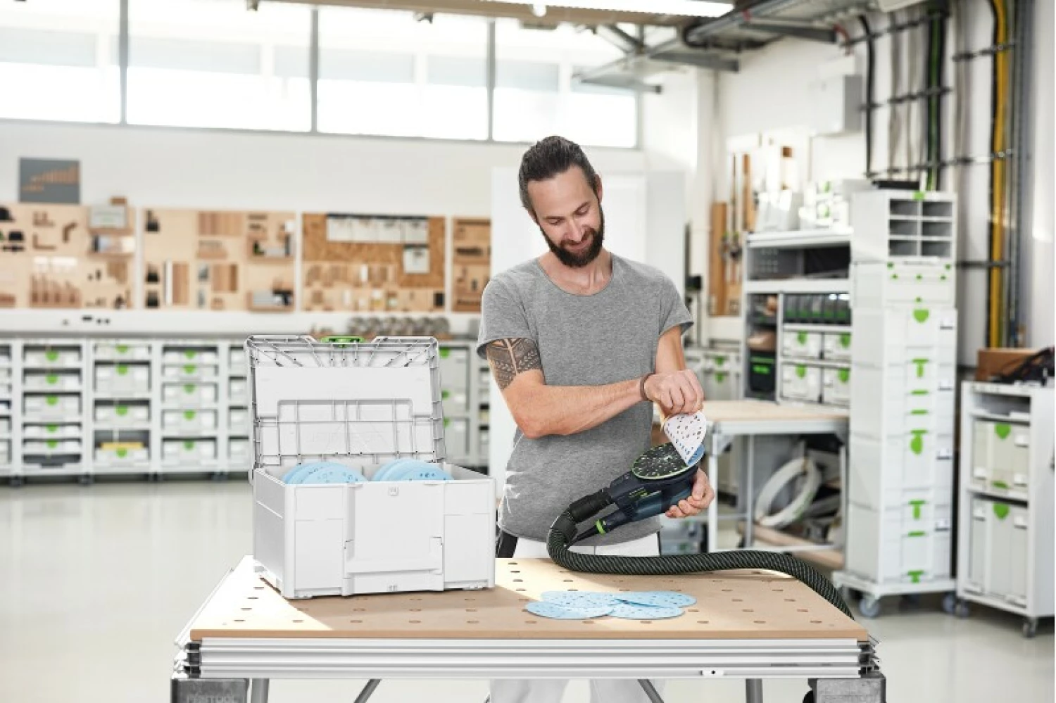Festool ETS EC 150/5 EQ-SYS GR Excenterschuurmachine inclusief schuurschijvenset in systainers-image