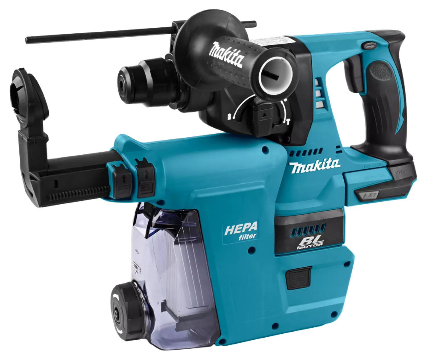 Makita DHR242ZJW LXT 18V Li-Ion SDS-Plus accu combihamer body met stofafzuiging in Mbox - 2J - koolborstelloos - met gratis Makita WK T-Shirt - Maat L-image