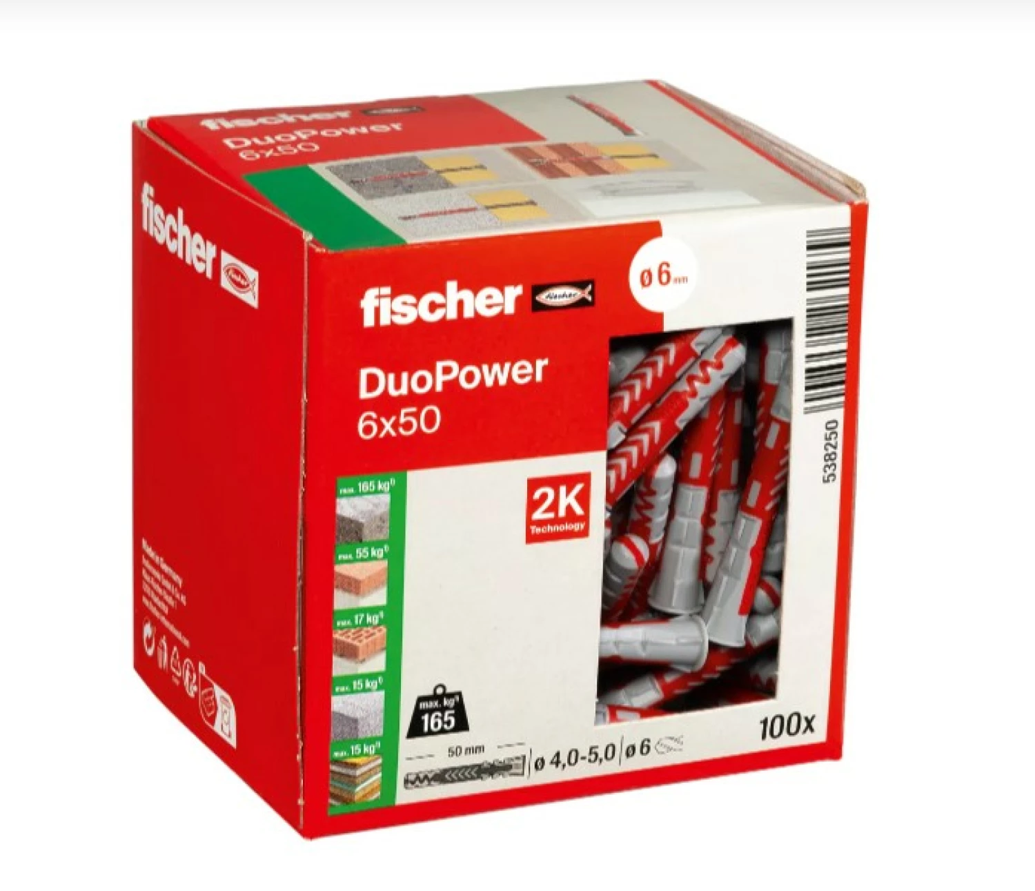 Fischer 538250 DUOPOWER 6X50 Bouchon - 6 x 50mm (100pcs)-image