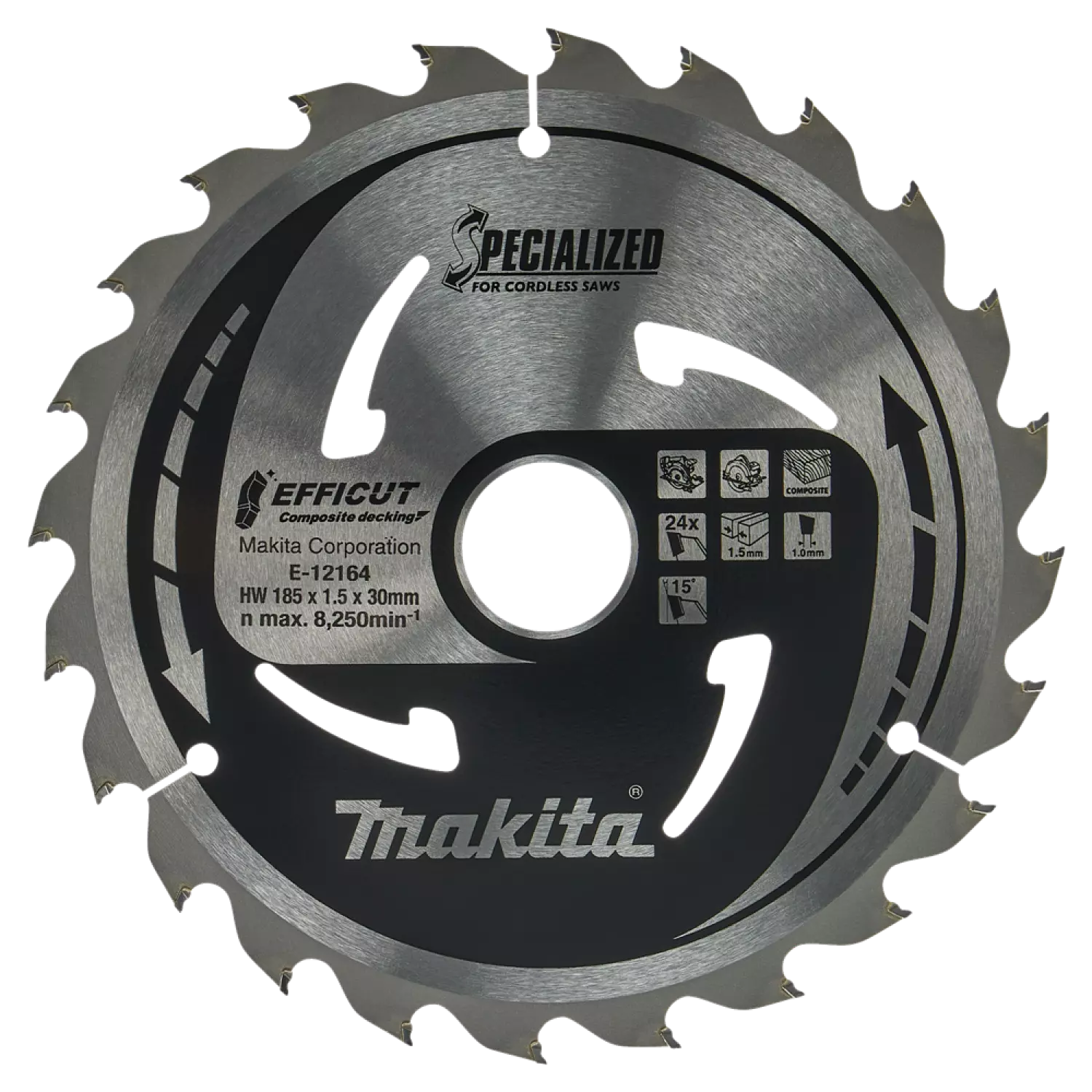 Makita E-12164 Efficut Lame de scie circulaire WPC - 185x30x1,5mm 24T-image