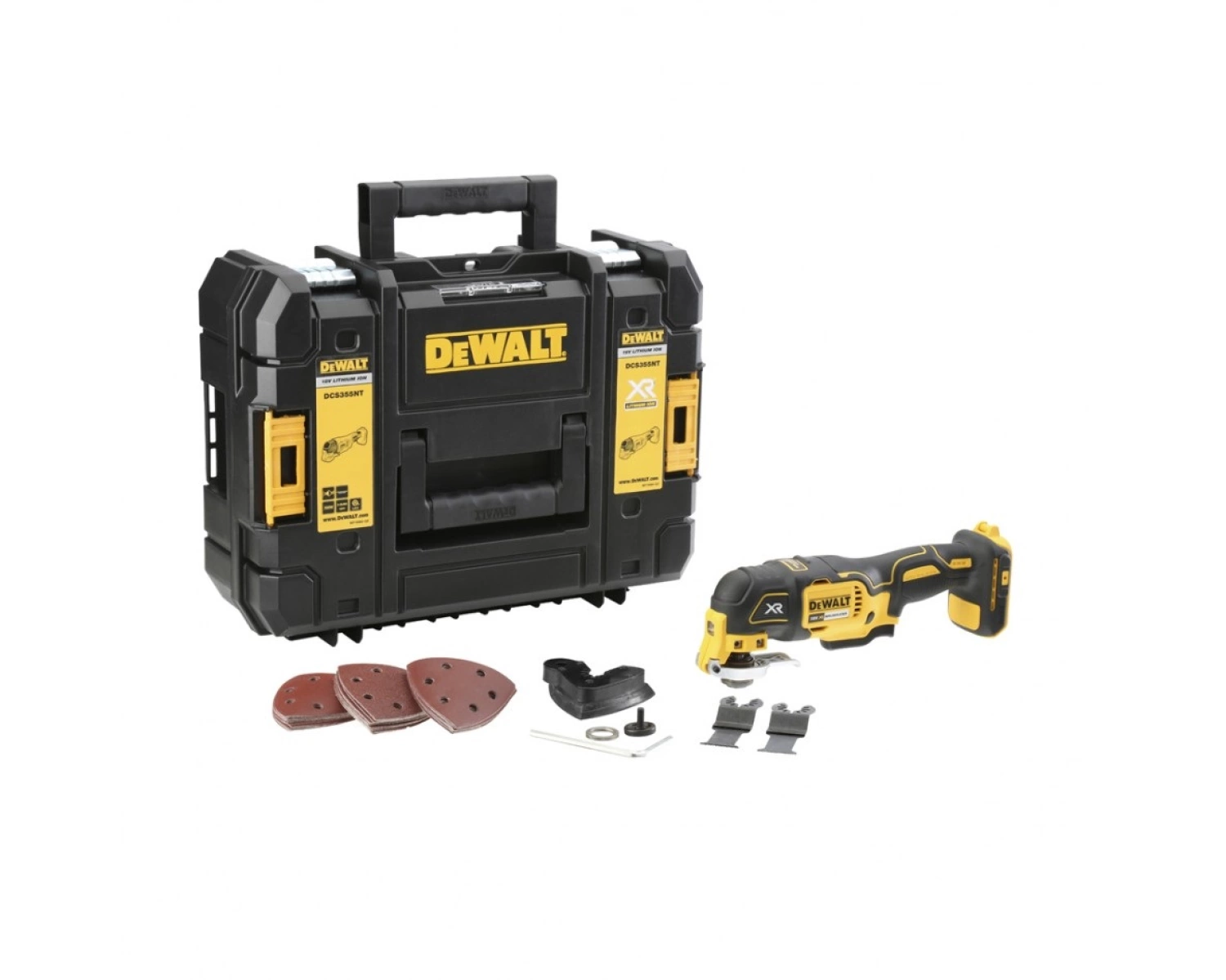 DeWALT DCS355NT 18V Li-Ion Accu multitool body + 35 delige accessoireset in TSTAK - koolborstelloos-image