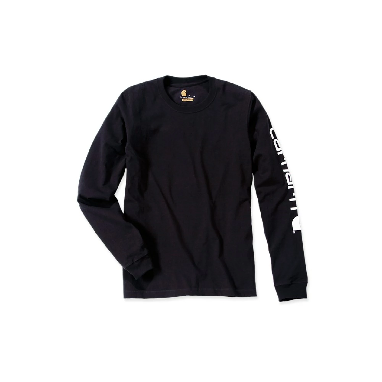 Carhartt EK231 Signature Sleeve Logo Longsleeve T-Shirt - Relaxed Fit - Black - XXL