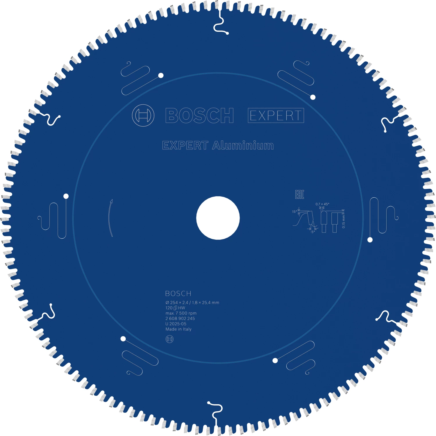 Bosch 2608902245 Lame de scie circulaire EXPERT - 254 x 25,4 x 120D - aluminium-image