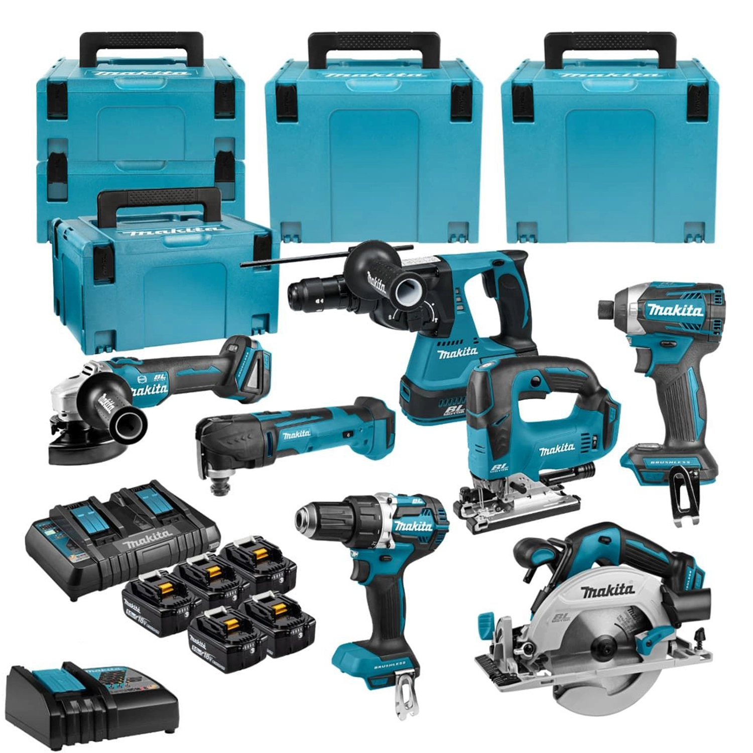 Makita DLX7014PTJ Kit combiné 7 pièces - 5x 18 V 5,0 Ah + Mbox-image