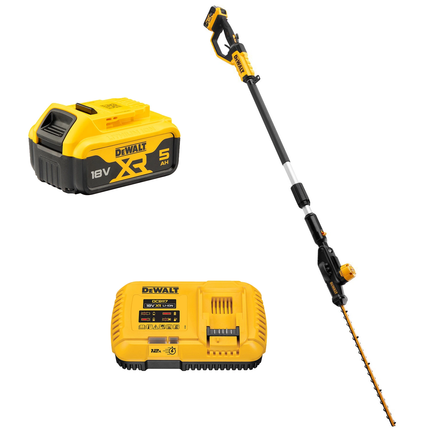 DeWALT DCMPH566P1 18V XR Li-Ion Taille-haie sur perche set (1x 5.0Ah Batterie) - Sans balais - 550mm-image