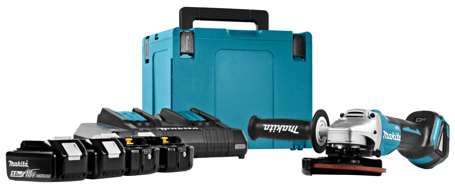 Makita DGA504RMJ 18V Li-Ion Accu haakse slijper set (2x 4.0Ah accu) in Mbox - 125mm - koolborstelloos-image