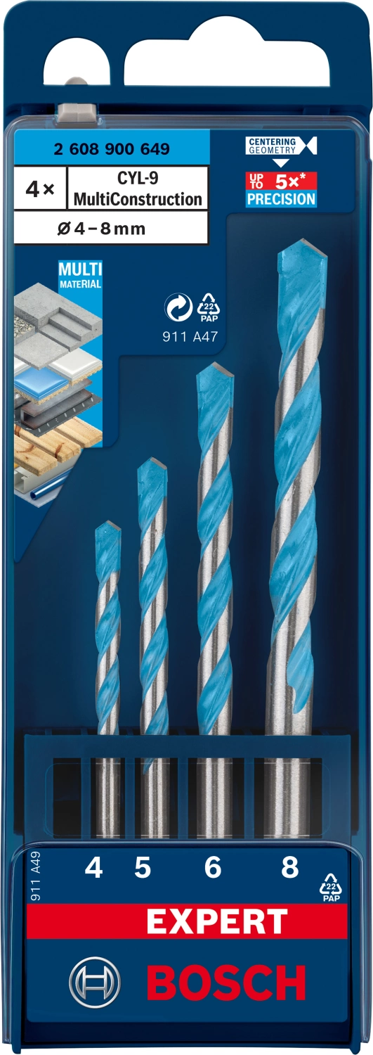 Bosch 2608900649 EXPERT 4-delige Universeelborenset CYL-9 MultiConstruction - 4/5/6/8mm-image