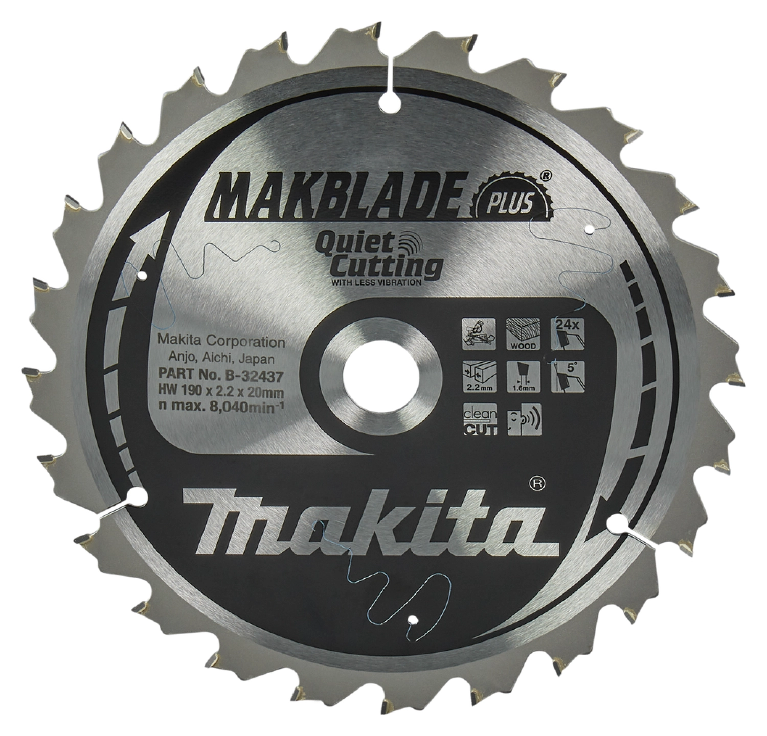 Makita B-32437 - Lame de scie à tronçonner - 190x20x2,2mm 24T - Bois-image