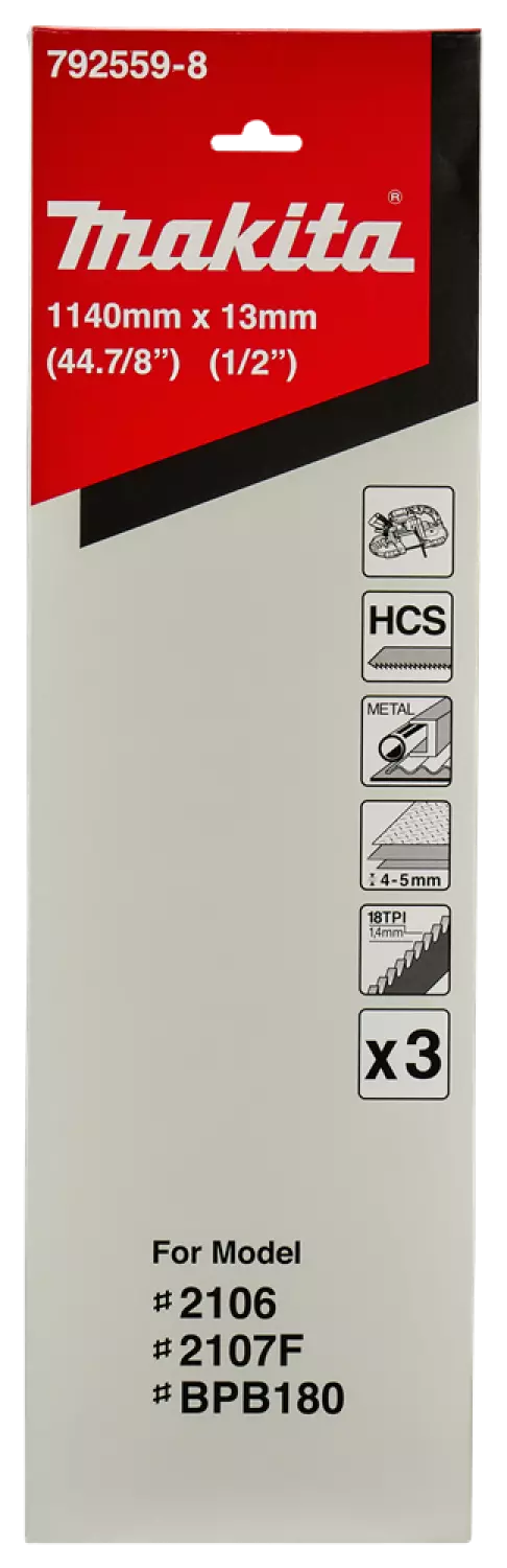 Makita 792559-8 Lame de scie à ruban - 1140 x 13 x 14tpi - métal / plastique-image