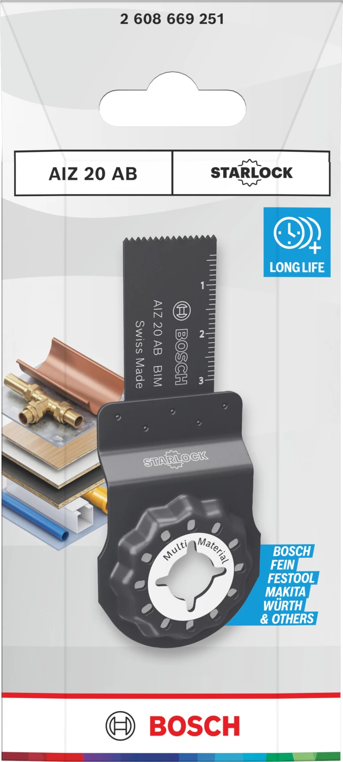 Bosch AIZ 20 AB lame de scie plongeante standard pour outils multifonctions pour bois et métaux non ferreux (1 pièce)-image